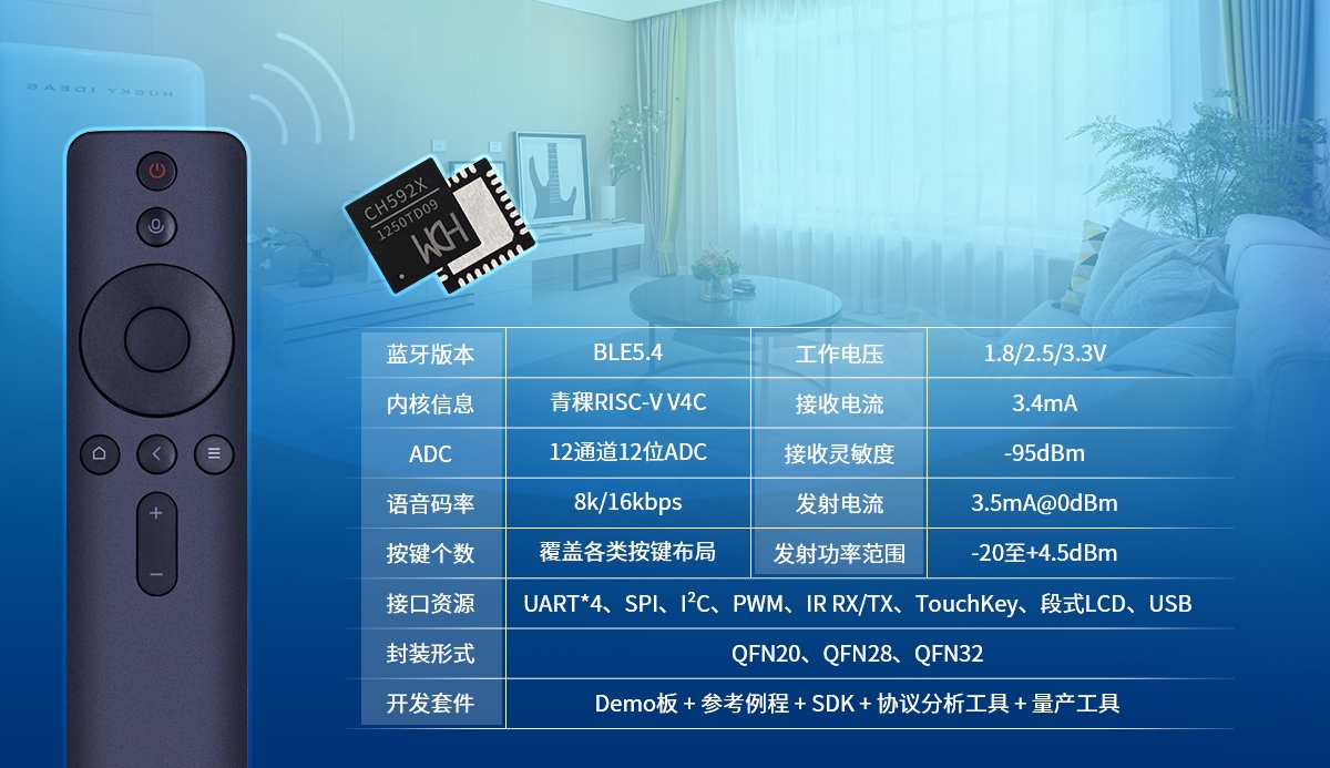 智能语音遥控器低功耗BLE蓝牙芯片